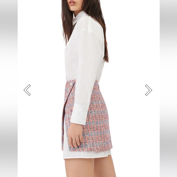 NWT Maje 2-in-1 Rajari Cotton Shirt Dress with Tweed Overlay Skirt - Picture 4 of 15